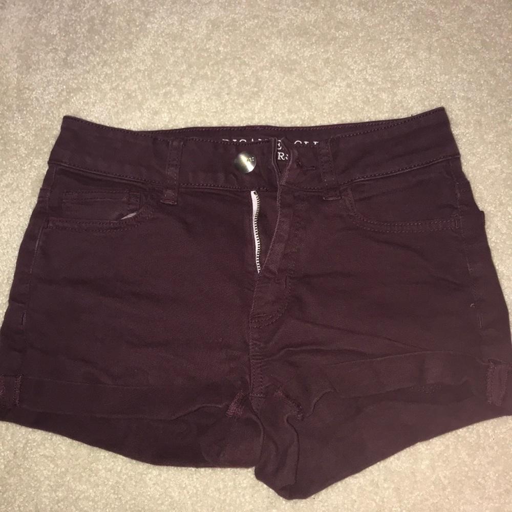 Maroon jean shorts